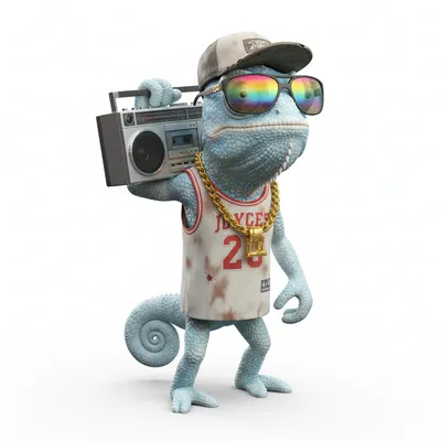 Magical Comet, bold, with arctic colors, wearing baseball cap, athletic shades, dressed in sports jersey, holding boombox, From Lisbon, Portugal - Create yours free at QR Chameleon